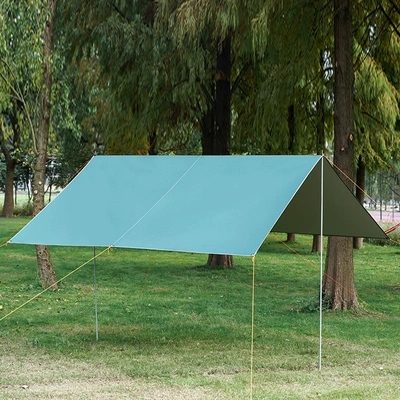 Outdoor super-large canopy camping pergola outdoor multi-person windproof and rainproof canopy canopy pole sunscreen sunscreen large tent (Avtomobil yan çətirləri) - green-8-di-ding-8-wind-ropes