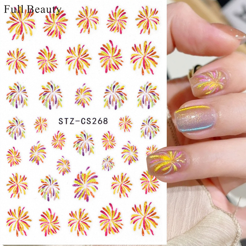 新商品のネット紅新春龍年ネイルシール3d虹花火炎のバックゴム爪貼り卸売りnail|undefined