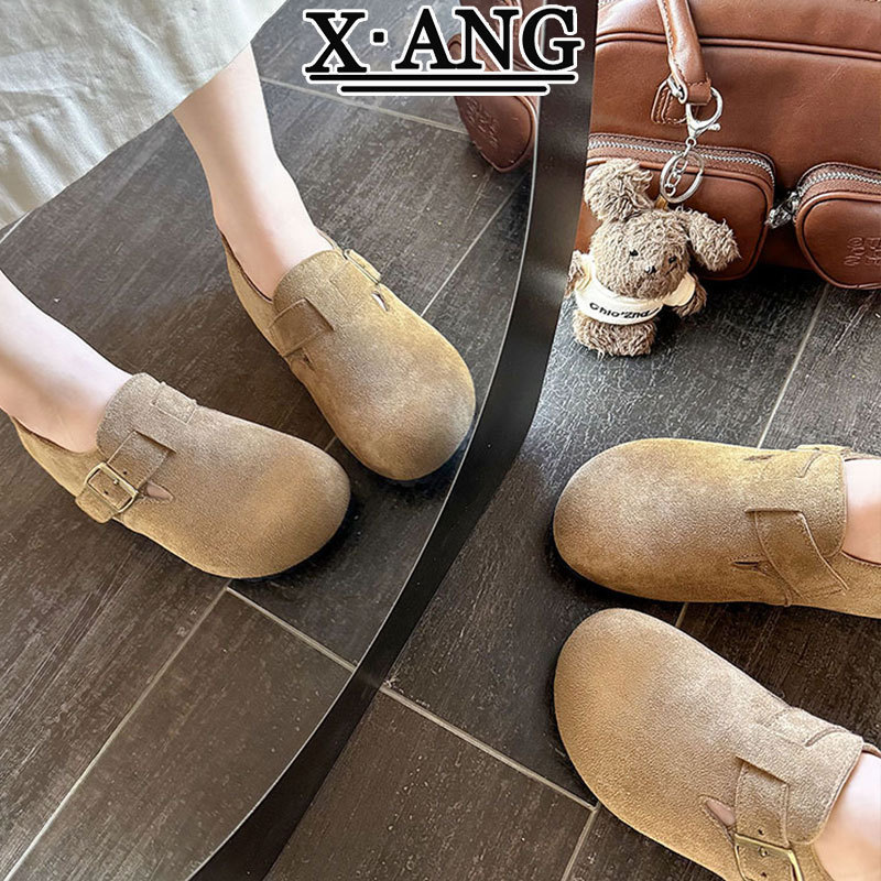 牛皮版全包勃肯鞋内增高女鞋子2025秋季新款一脚蹬软底单鞋乐福鞋|undefined