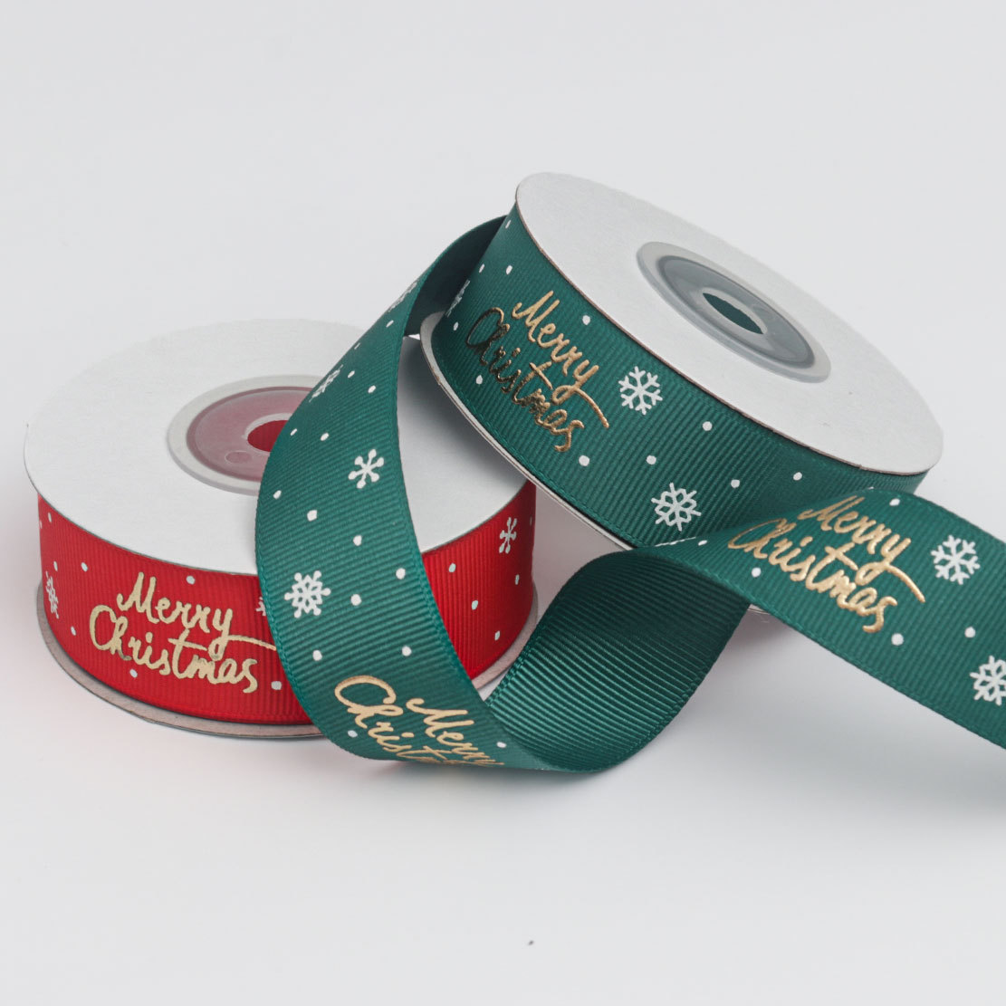 8分圣诞罗纹MerryChristmas烫金丝带 手工diy圣诞铃铛蝴蝶结装饰