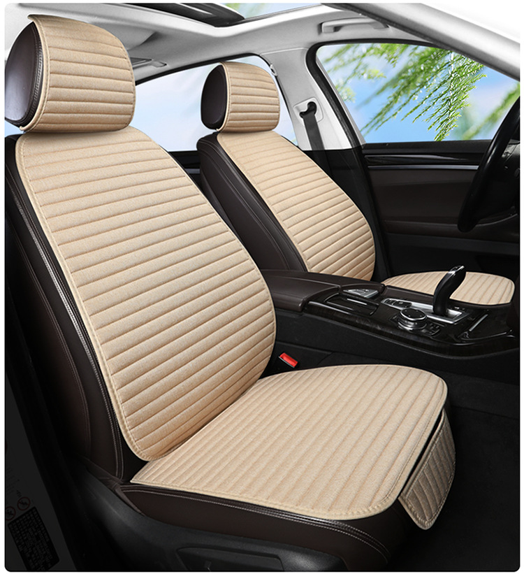 Linen Car Seat Cushion Wholesale Four-Season Universal Breathable Small Waist Three-Piece Set Multi-Piece Set Main and Passenger Single Seat Foreign Trade