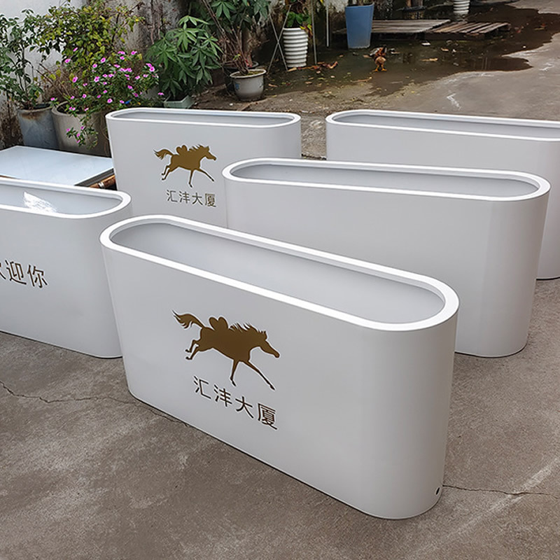 Personalizado al aire libre caja de flores de acero inoxidable cerca al aire libre colocado calle canal de flores rectangular maceta de ventas cama de flores cuadrada