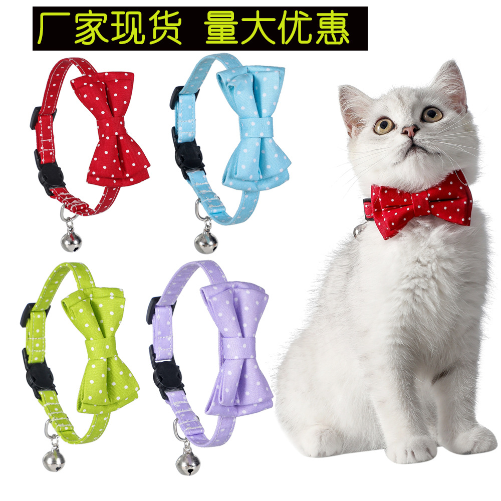 Transfronterizos para fabricantes de algodón spot pequeño punto gato collar de mascota arco gato collar de gato