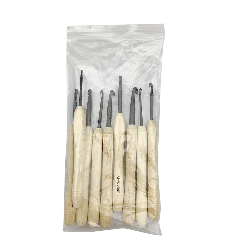 Cruz-frontera nueva aguja de suéter DIY mango de madera hecho a mano crochet 9 OPP bolsa Cypress crochet de aluminio Amazon