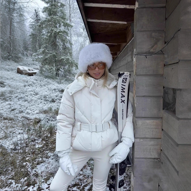 alo欧美风连帽滑雪服加厚加绒棉衣棉服外套女收腰冬季滑雪衣夹克|undefined