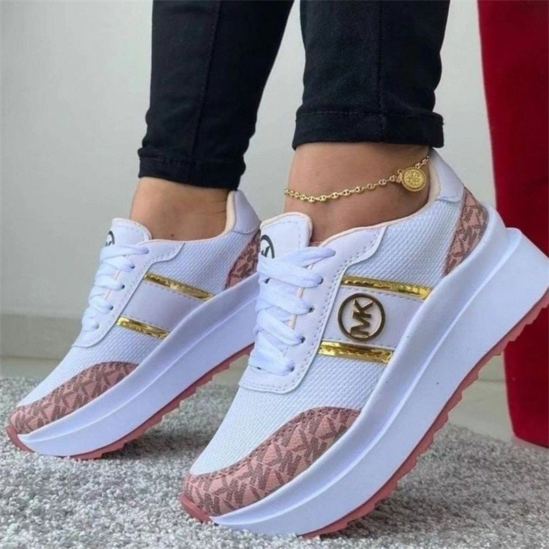 Sneakers Foreign Trade plus size sneaker Women's Elevated Color-matching Front Lace-up Casual Shoes Comfortable Sneakers White Shoes