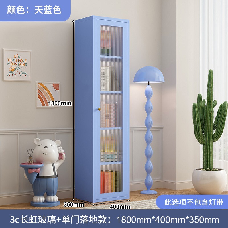 钢制书柜玻璃门防尘书架简约现代铁艺置物柜客厅储物柜家用展示柜|undefined