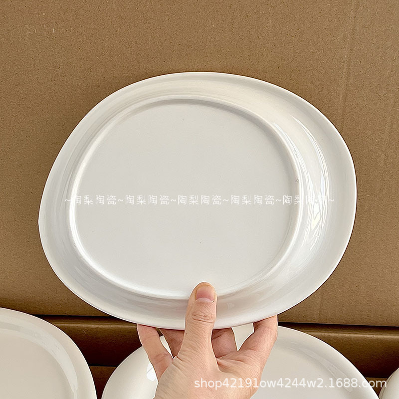インスタイルセラミックプレートインターネットセレブぽっちゃり食器特殊な形のライト高級プレート朝食ケーキ白いデザートプレート|undefined