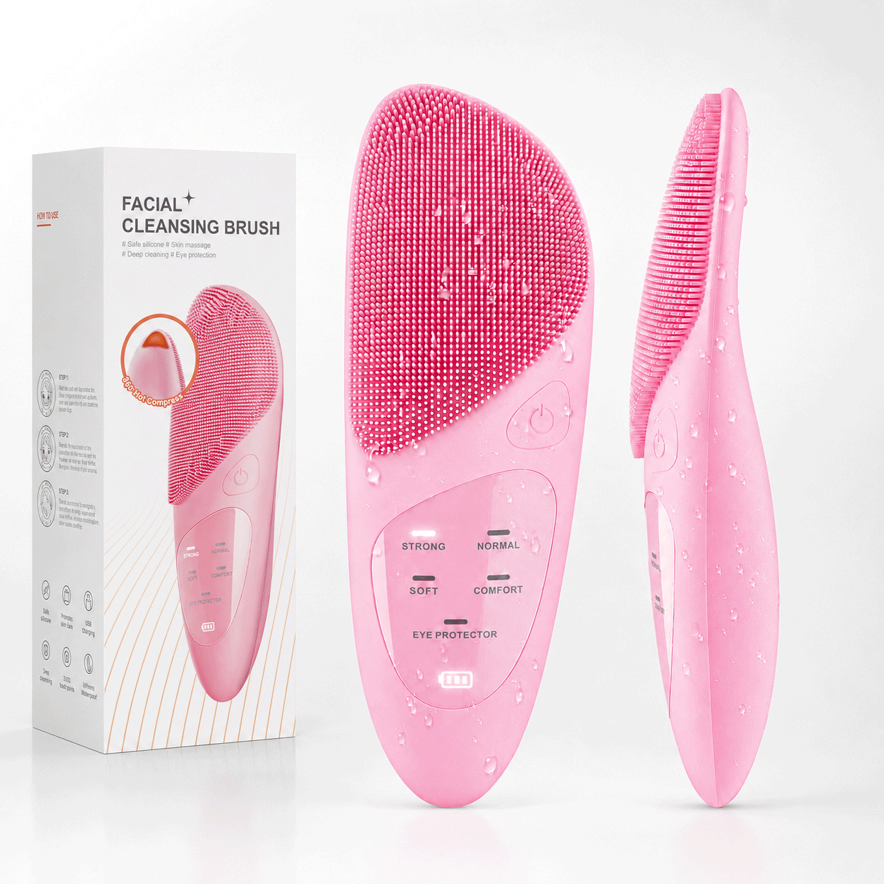 Electric Facial Cleanser Household Beauty Device Silicone Heating Facial Cleanser Facial Massager USB Rechargeable Eye Device