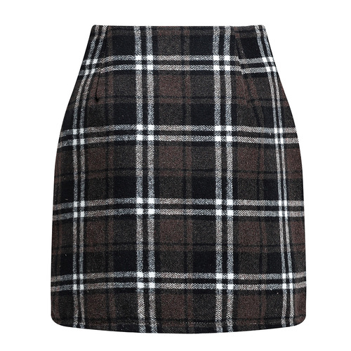 Bestselling Independent Store Item: Women's High-Waisted Plaid Skirt, Body-Hugging Wool Mini Pencil Skirt
