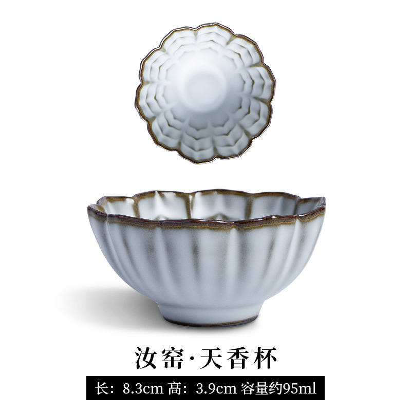 Taiwán RU horno taza de té taza maestra frijol oro seda pieza abierta se puede elevar hecho a mano sola taza cerámica juego de té Lotus taza personal