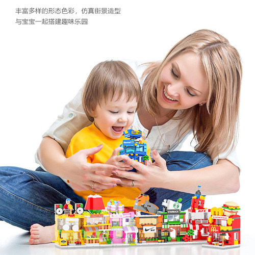 Compatible LEGO Building Street Scene City Building Mini Street Scene Children's Gift Assembly Small Particles Toys Wholesale