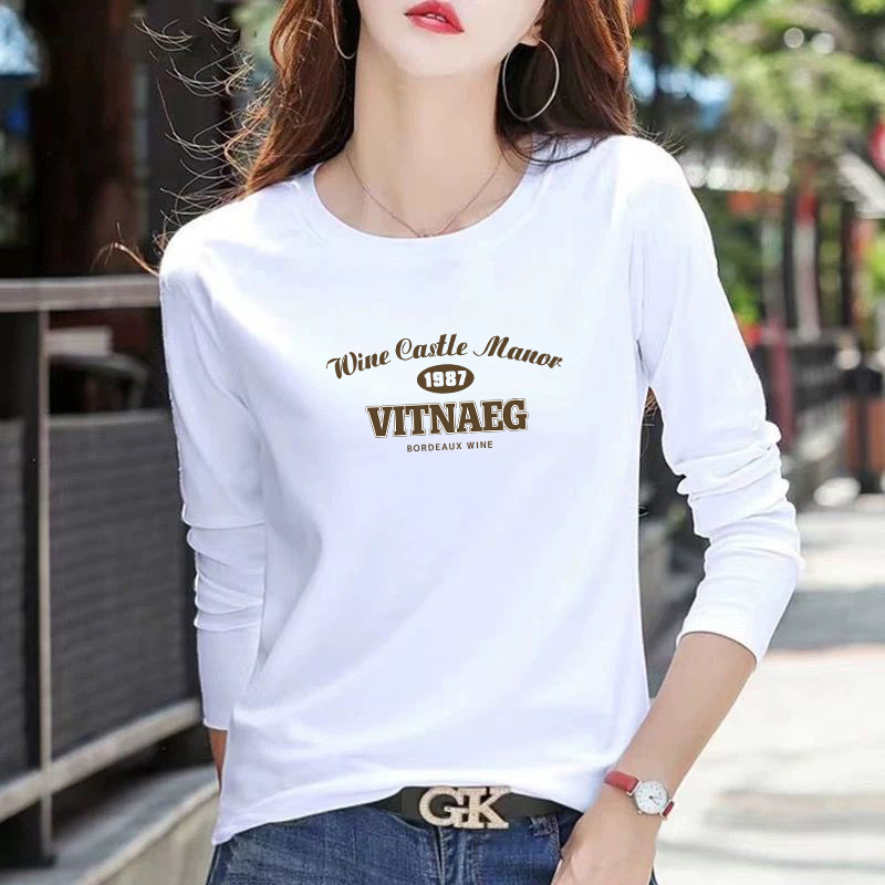 티셔츠 긴팔 화이트-VITNAEG 1987