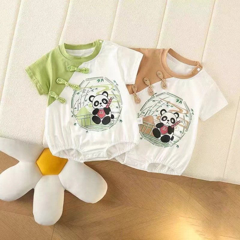 2024 nuevo mono de manga corta de estilo occidental recién nacido nuevo mono de estilo chino suéter mameluco de verano