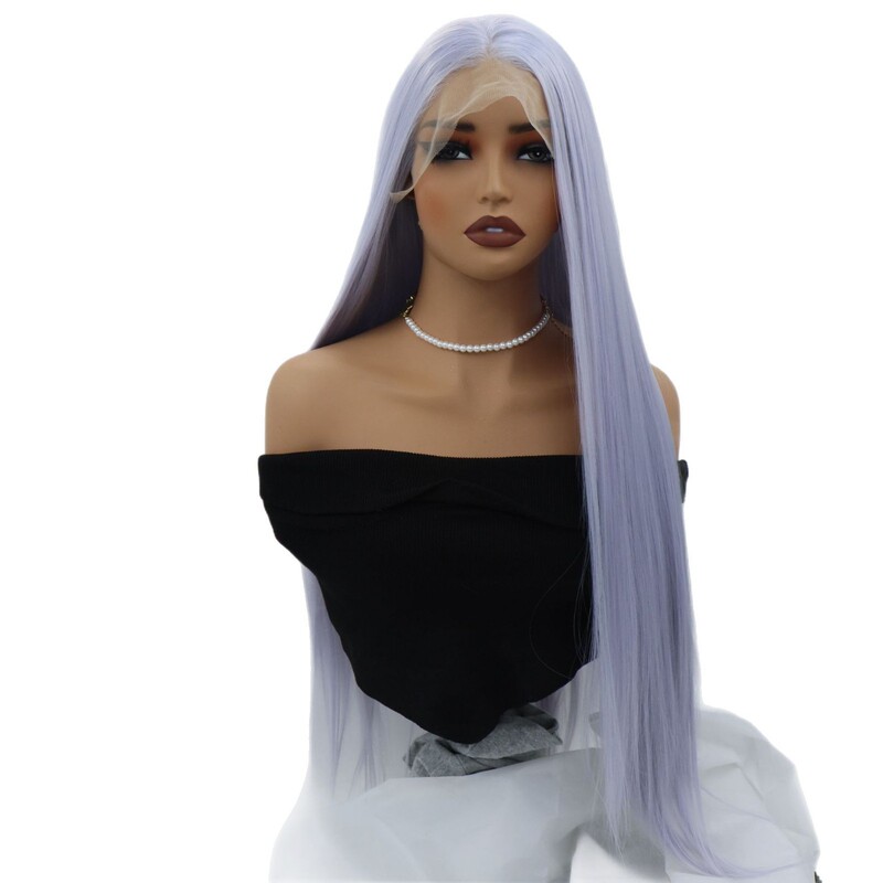 European and American long straight hair foreign trade chemical fiber high temperature silk wig 60cm