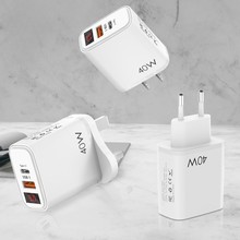 跨境新品PD+USB数字显示手机充电器欧美英规PD20W+QC30快充充电头