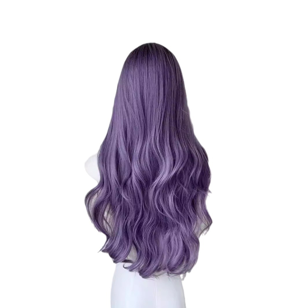 פאת Koni [Wisteria] פאת קוספליי עם ראש מלא סגול ארוך גלי