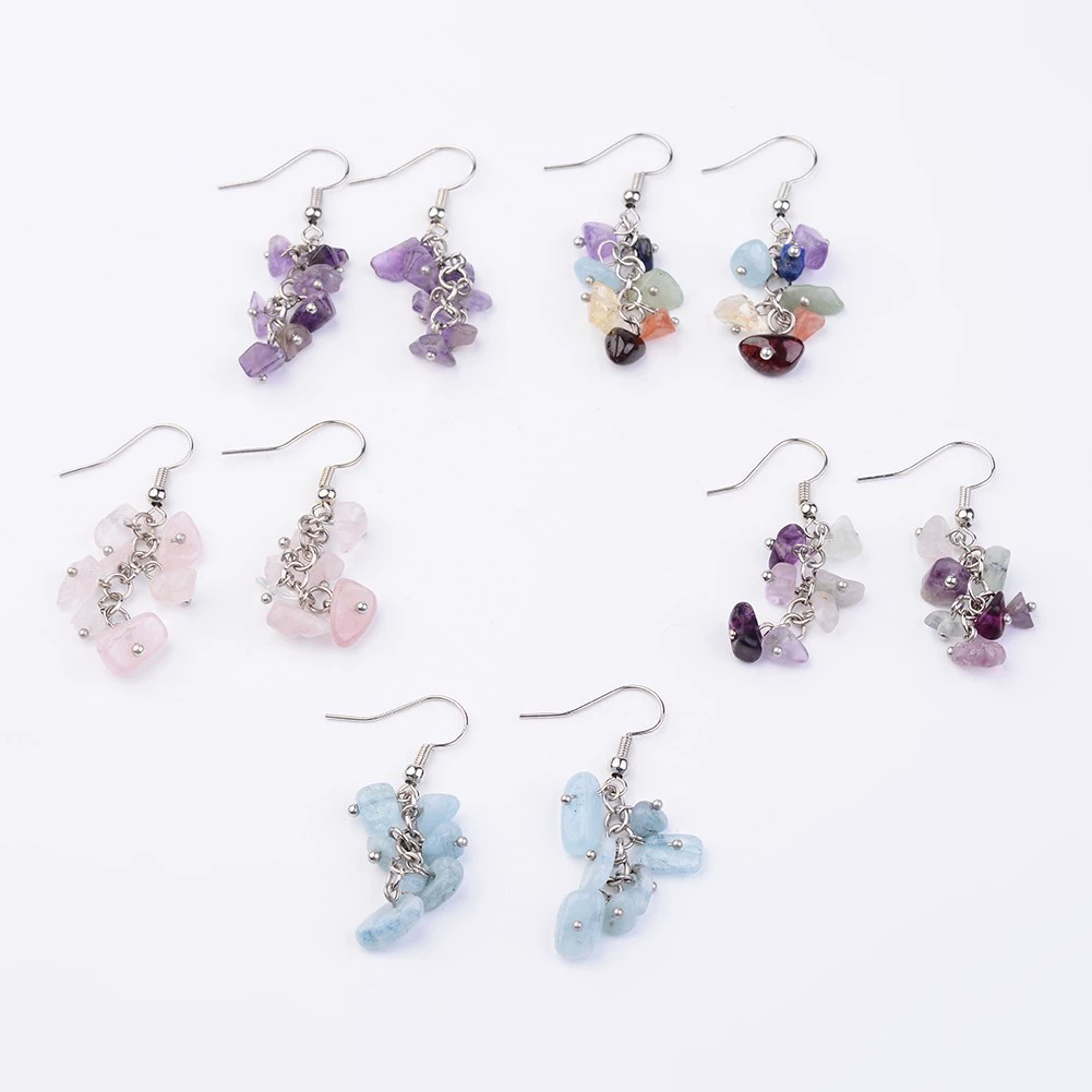 Natural water, crystal, sapphire earrings, accessory, (Cross-border trading)