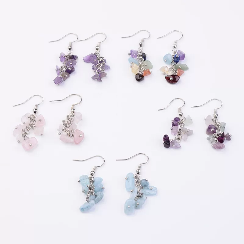 Natural water, crystal, sapphire earrings, accessory, (Cross-border trading)