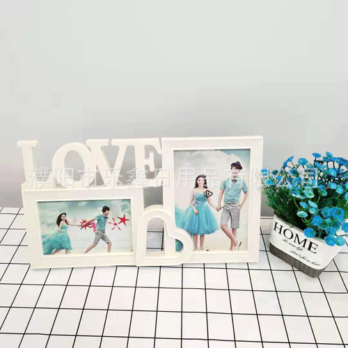 Creative Wooden Rotating Photo Frame 6-inch Pine Photo Frame Desk Stand Dual-Sided Rotating Couple Photo Frame Ornament