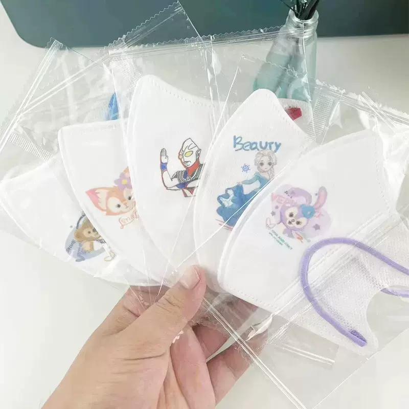 儿童口罩3d立体防护三层口罩卡通学生小孩透气印花批发独立装口罩