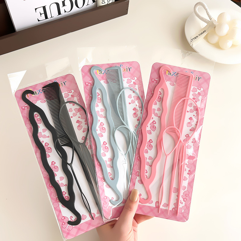 Hair Styling Tool Set of Four Pieces for Bun and Braided Hairstyles, Adult Hair Styling Kit, Easy Hair Styling Tool for Lazy People