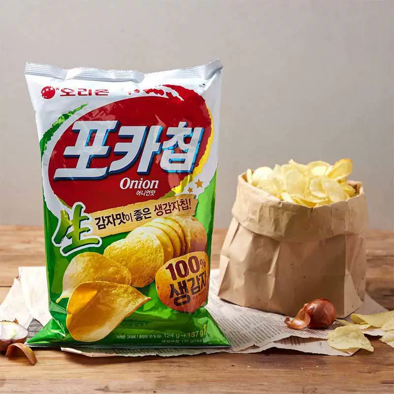 Южная Корея импортировался продукт Liyou Orion сушка из картофеля 66 г с вкусом сырого лука, воздушная закуска картофельные чипсы оптом