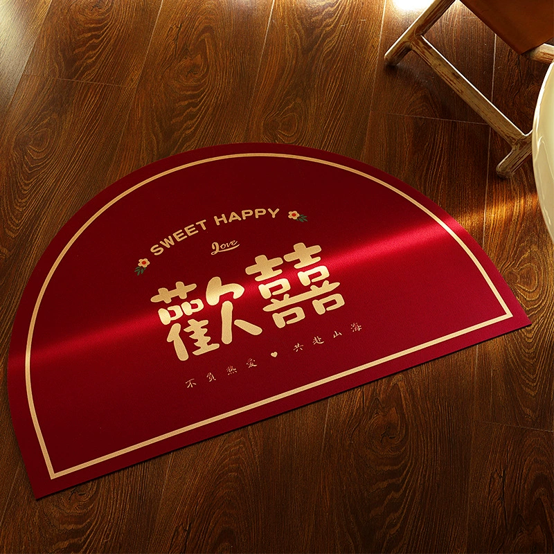 Счастливое слово Свадебный коврик праздничный входная дверь дома ванная комната водопоглощающий нескользящий коврик для ног красный коврик для свадебной комнаты входной ковер