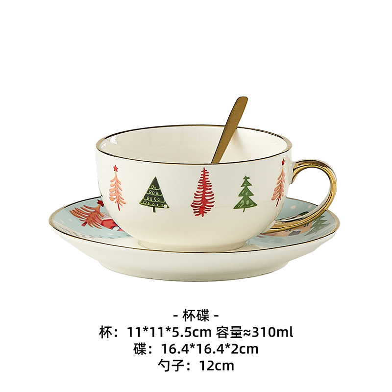圣诞陶瓷餐具套装米饭碗 可印logo餐具可爱点心菜盘陶瓷亚马逊专|undefined