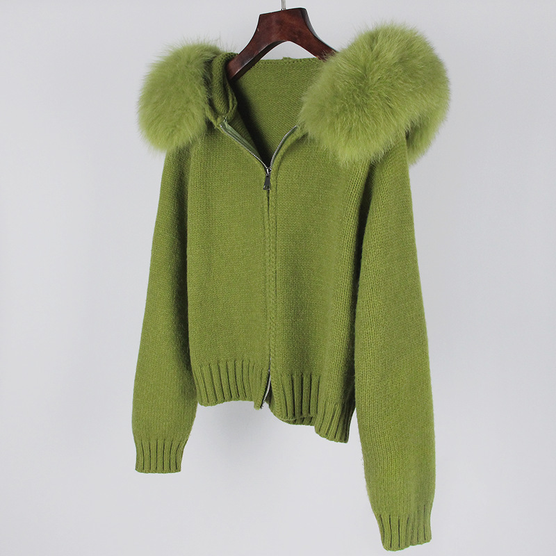 Women's Clothing Spring Jacket Women Zipper Real Fox Fur Collar Hooded Cardigan Tops Jacket Women High end Spring and Autumn_ipsvogv.com