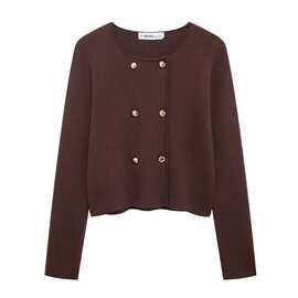 2024秋wish亚马逊eBay针织双襟开衫毛衣