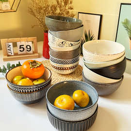 魔点创意陶瓷防烫米饭碗饭碗家用窑变沙拉碗碗早餐碗日式复古餐具