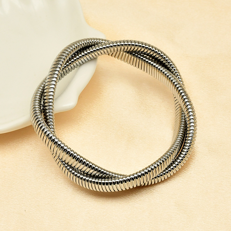 Geometric Pattern Simple Style Commute Geometric Titanium Steel 18K Gold Plated Bangle In Bulk