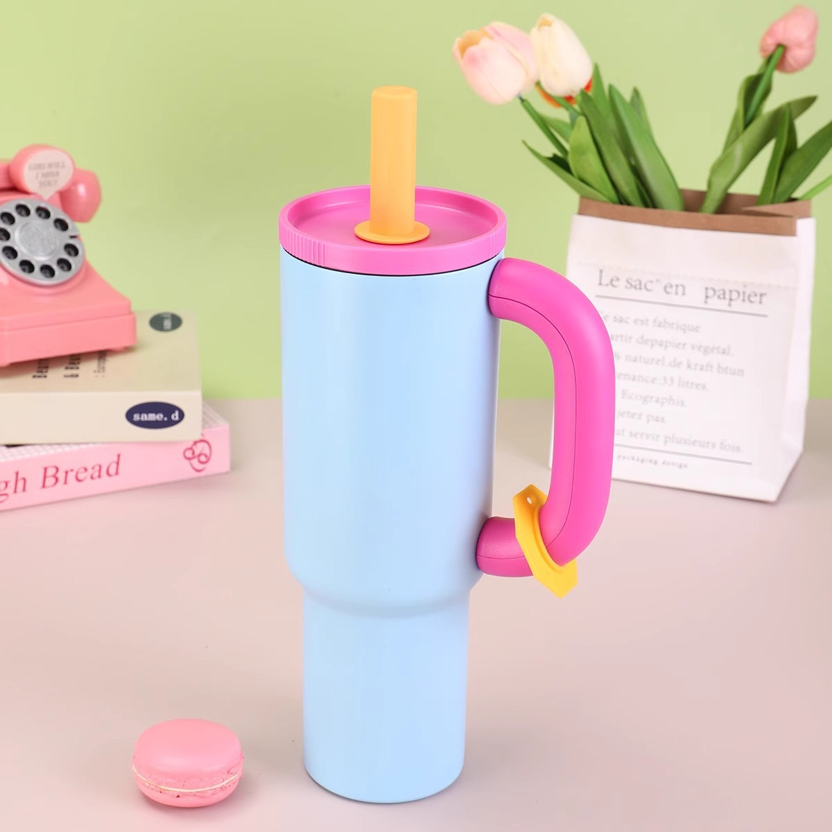 Cross-border 40oz mango taza de automóvil dopamina color 304 taza de vacío de acero inoxidable portable taza de hielo