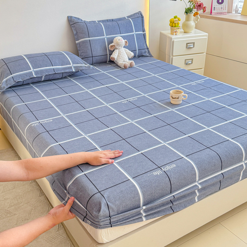 Class a Cotton Fitted Bed Sheets Three-Piece Set Ins Small Fresh Bed Bed Sheets Tatami Protective Cover Pure Cotton Naked Sleeping Cross-Border Bedspread