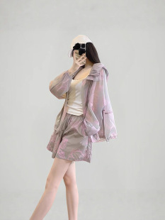 Summer travel sports sun protection clothing for leisure, universal trend design set, Korean style, plus size, oversize 4