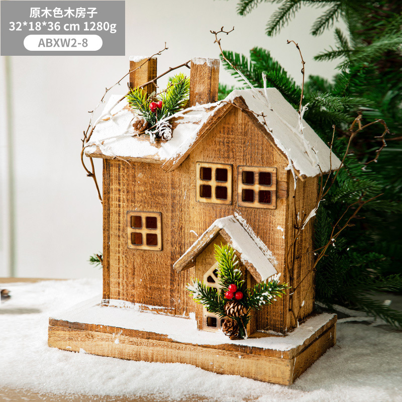 Nueva frontera Hong Kong Heng Navidad creativa madera nieve casa decoración escritorio decoración centro comercial ventana escena diseño