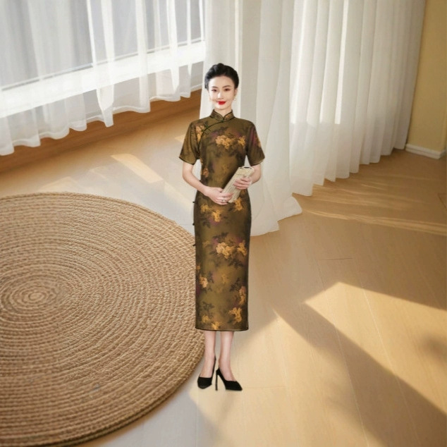 High-End Traditional Full-Open Front Qipao 2026 New Vintage Style Without Seam Chinese Style Mother's Wear Single-Layer Qipao