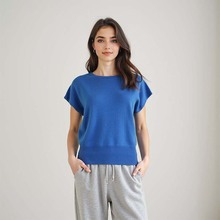 【衡嘉HJ】圆领小飞袖宽松羊毛衫女百搭高级感遮肉简约休闲针织衫