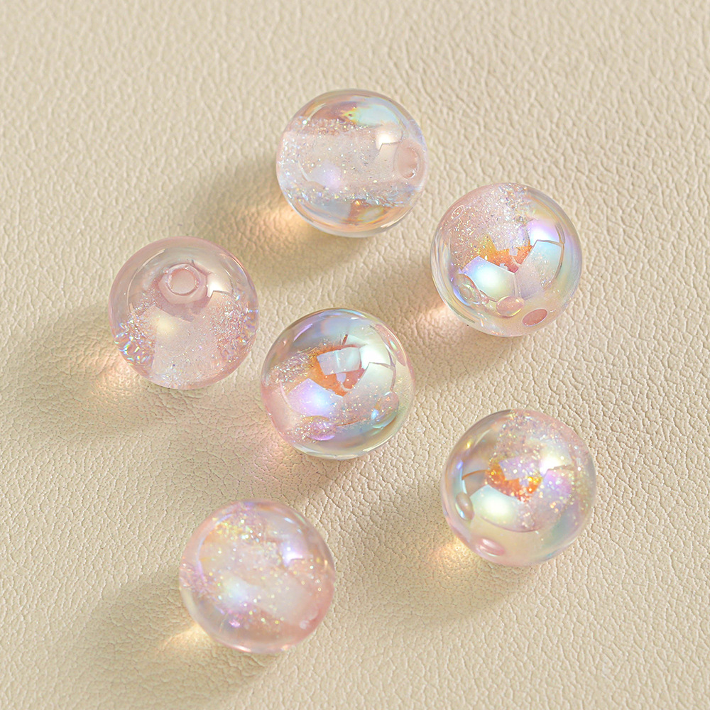 【20-30 piezas】Cuentas redondas de resina con forma de corazón, color dorado brillante, efecto atardecer, cuentas sueltas para hacer pulseras y cadenas para teléfono