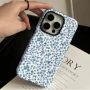 苹果碎花iphone13promax蓝色手机壳