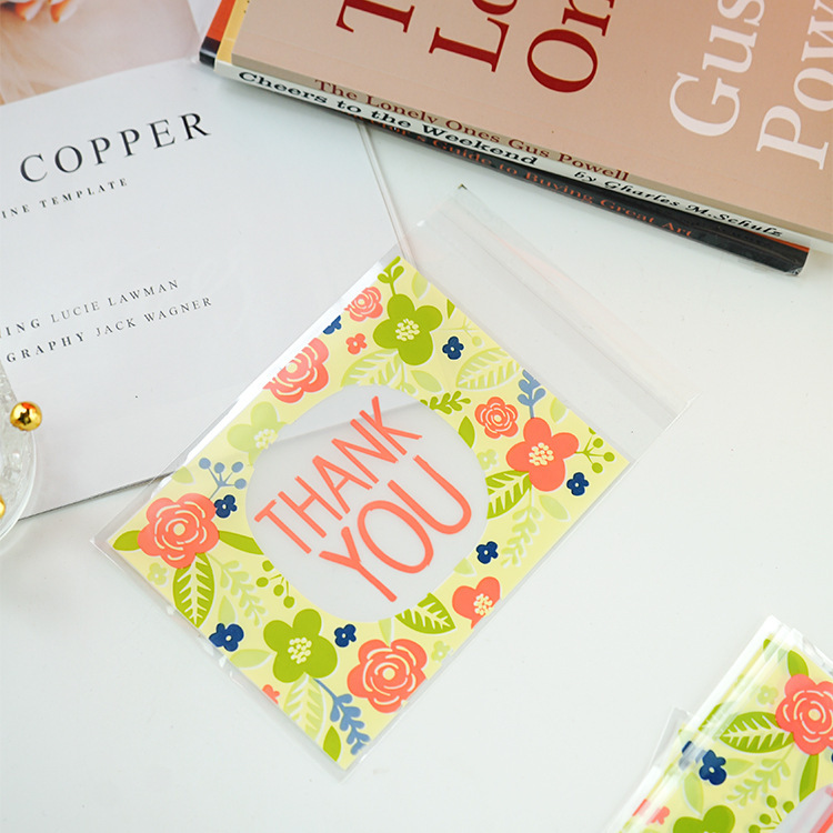 100个烘焙包装thank you感谢糖果袋 饼干袋 小西点曲奇饼干自粘袋