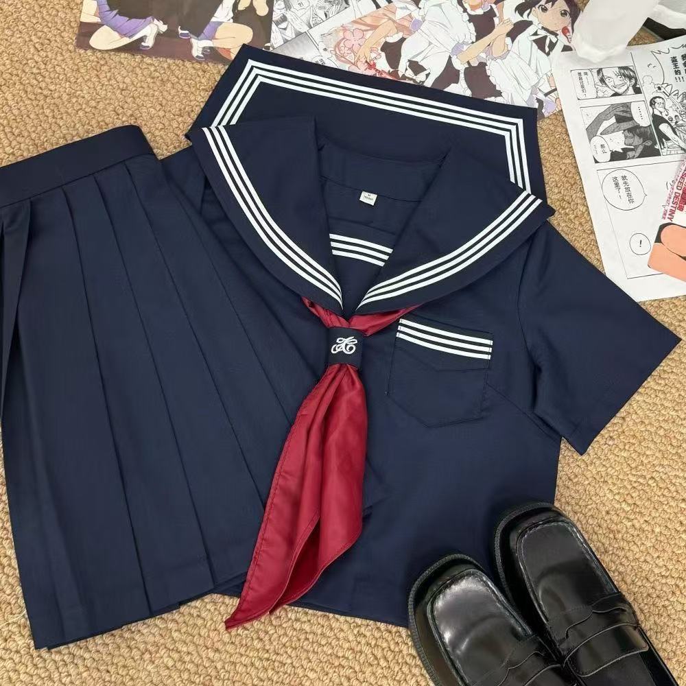 代发批发绀三本jk制服套装正版日系中间服基础款不良水手服女学生