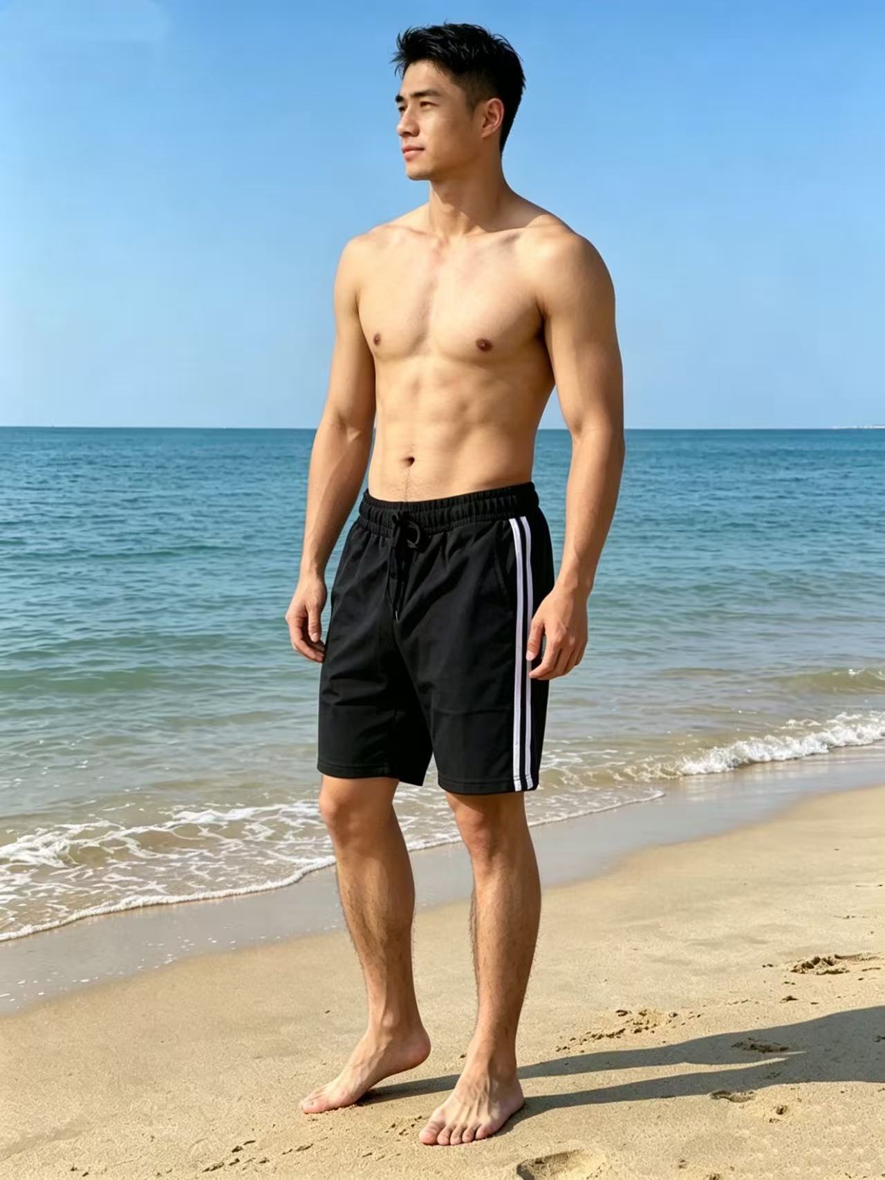 Men's Style Striped Athletic Shorts Heavyweight Loose Straight Leg Casual Five Point Pants For Running And Basketball Summer Style_viptrois.com