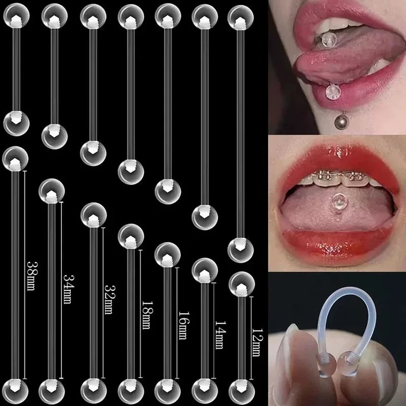 Plastic earrings, belly button piercing for nipples, 14 pieces