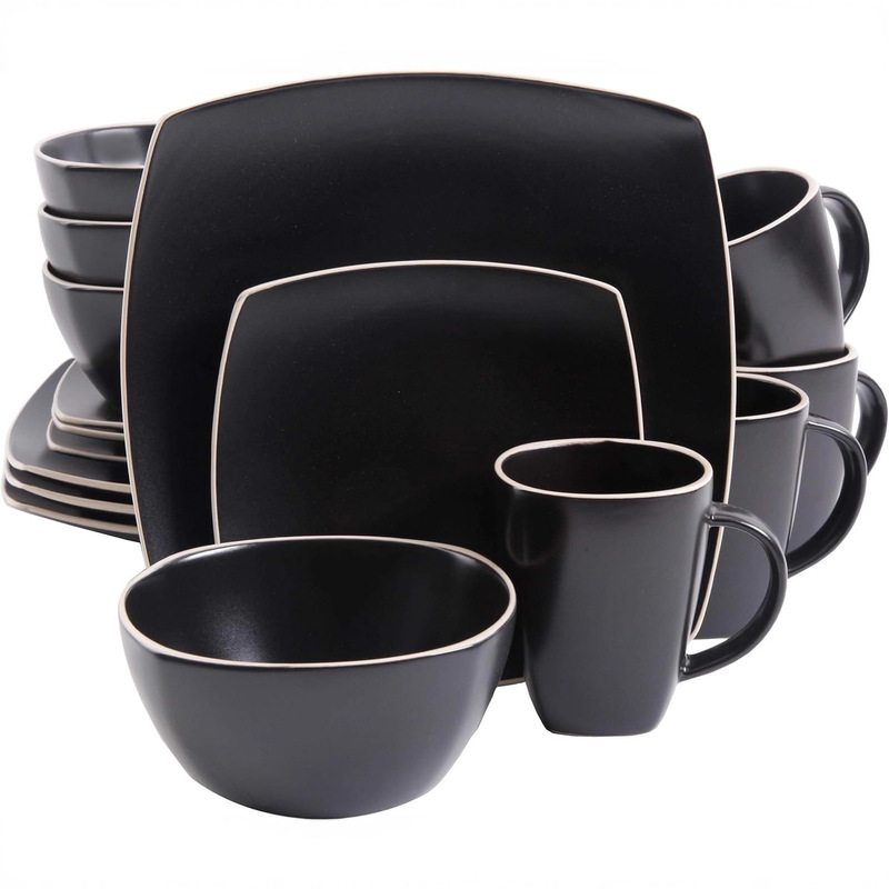 Matte High-End Black and Red Contrasting Ceramic Tableware Set, 4-Piece and 16-Piece Sets (Slight Imperfections)