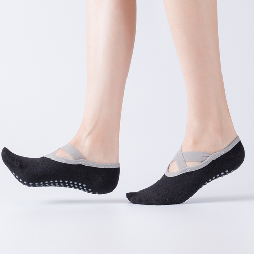 New Yoga Socks with Ballet Crossed Edge Backless Yoga Socks Professional Non-Slip Sports Boat Socks Five-Finger Socks Wholesale