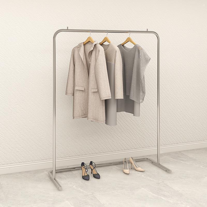 의류 매장 라이트 럭셔리 디스플레이 랙 스테인레스 스틸 와이어 드로잉 실버 바닥-바닥 걸이 어린이 의류 선반 여성 디스플레이 랙