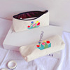 Brand cute pencil case for elementary school students, stationery, storage bag flower-shaped, South Korea, with embroidery