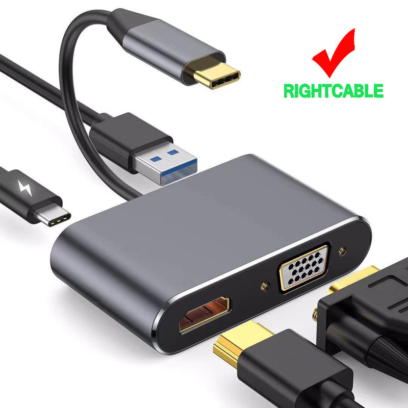 Type-C to Hdmi+Vga Four-In-One High-Definition Adapter Cable Conversion Hub Hub 4-In-1Typec Docking Station Type-C to Hdmi+Vga Four-In-One High-Definition Adapter Cable Conversion Hub Hub 4-In-1Typec Docking Station
